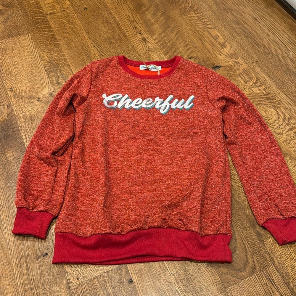 NWT Southern Grace Women’s Sweater Red and Silver Size Small